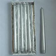 Metallic Silver Taper Candles