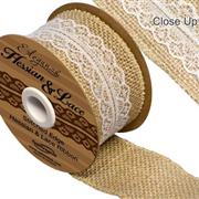 Woven Edge Hessian Lace 50mm x 5yds White 