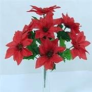 7 Head Poinsettia Red