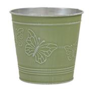 Metal Pot Butterflies Grn