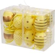 16 plastic eggs hanging Yellow