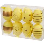 8 plastic eggs hanging Yellow