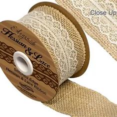 Woven Edge Hessian Lace 50mm x 5yds Ivory