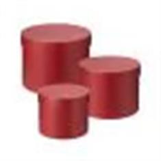 Lined Hat Boxes x3 Red