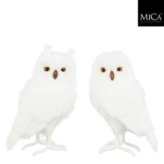 Decoration owl white assorted 
