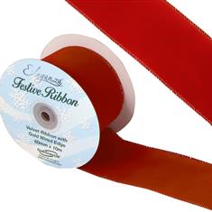  Velvet Ribbon with Wired Edge Red