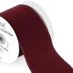 Eleganza Velvet Ribbon with Wired Edge Burgundy