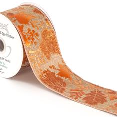  Wired Edge Burlap Metallic Gilded leaves