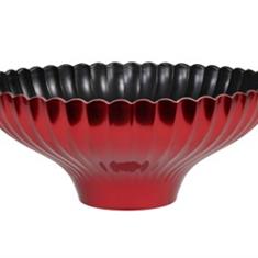 Plastic Plate Ribbed Bowl Red