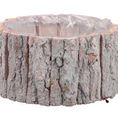 Poplar bark basket round White