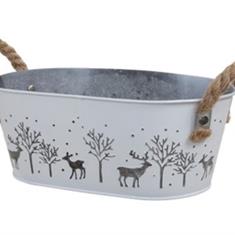 Metal container with handles oval White  