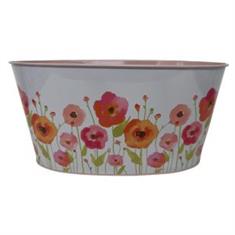 PAINTED FLOWER ZINC OVAL
